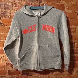 Grey Clemson Full Zip Hoodie Youth Size M